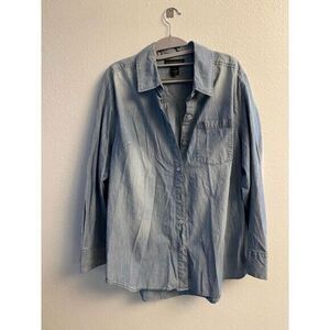 Medium‎ Wash Denim Button Down Shirt from Lane Bryant